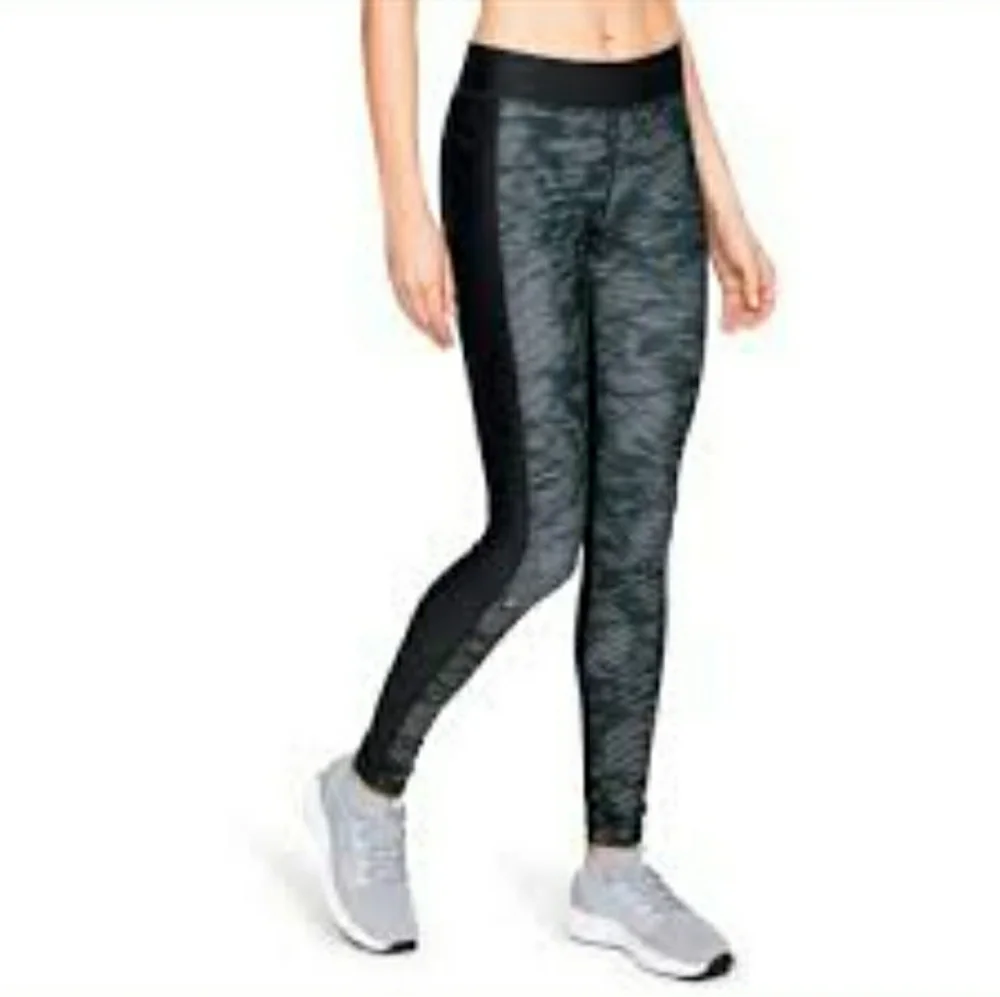 Under Armour Women's Black HeatGear Compression Printed Leggings Yoga Pants - Picture 1 of 5